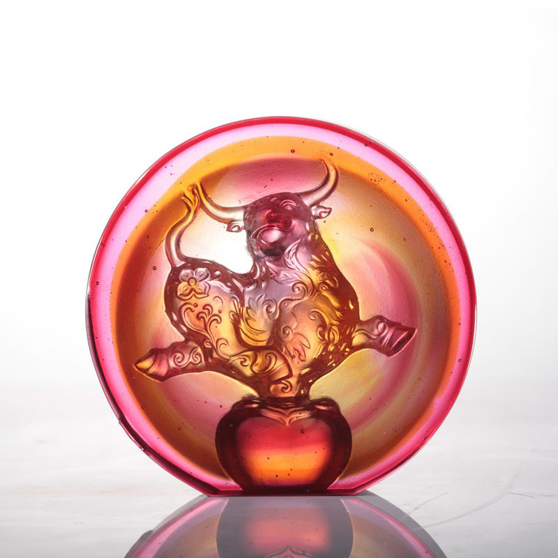 The Joyful Spirit of the Ox Crystal Paperweight Figurine
