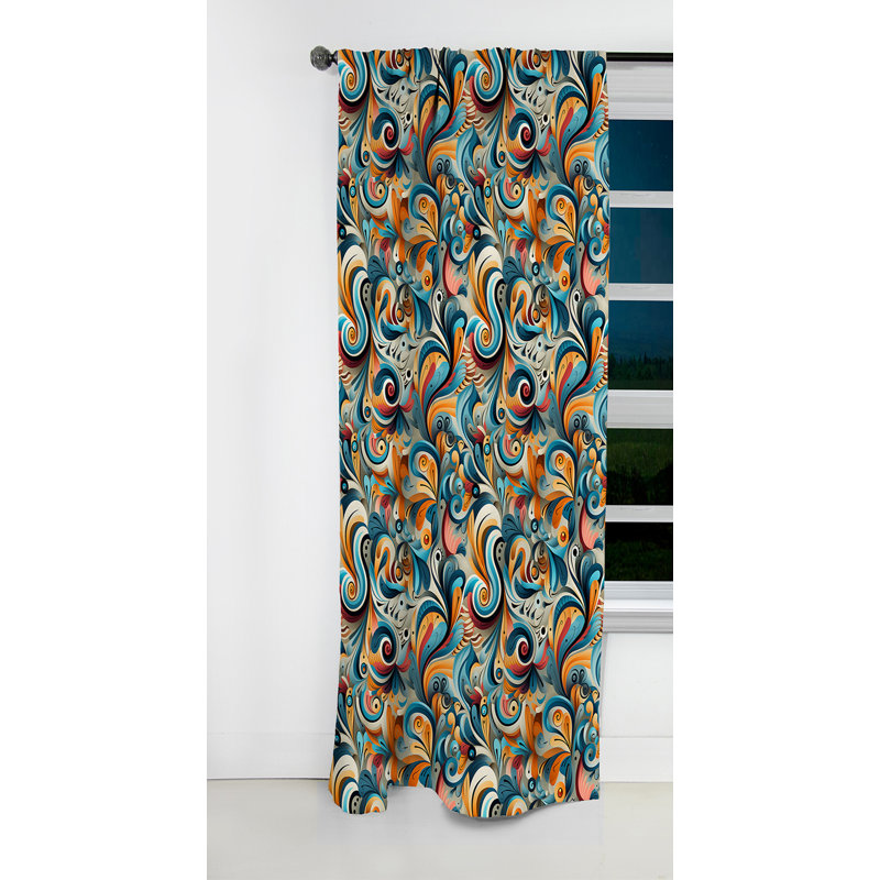 Paisley jaune et bleu trésors expédition - rideau floral - rideau occultant - 1 panneaux, L 52 po x L 108 po