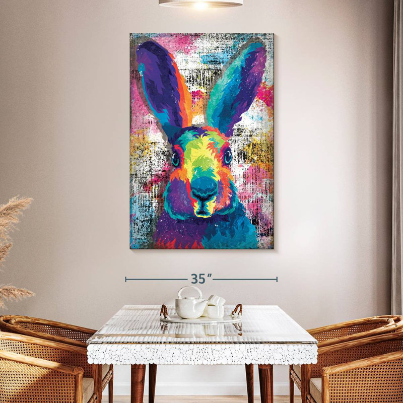 Visage de lapin coloré Brampt, H 51 po x l 34 po