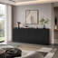 Buffet 62,6 po avec rangement, buffet à 4 portes avec tablettes, crédence en bois d'ingénierie, bar et meuble télé-297483711