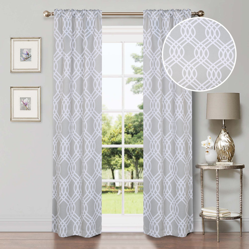 Scotia 100% Polyester Light Filtering - Room Darkening Curtain Pair, 26" W x 84" L, Chrome