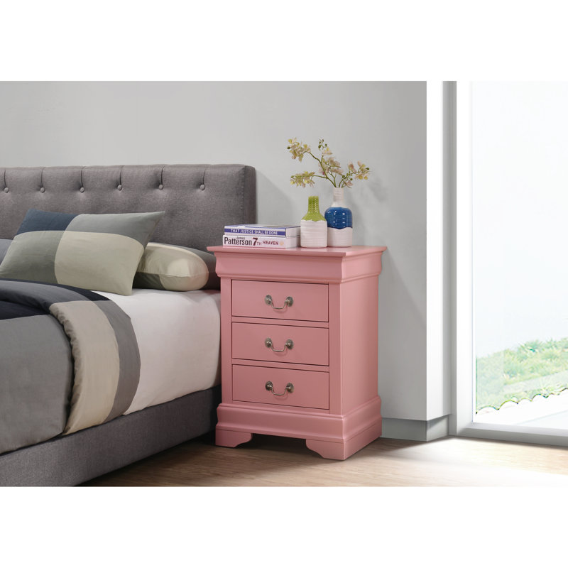 Table de chevet rose élégante pour l'élégance de la chambre à coucher avec un design de panneau de particules durable