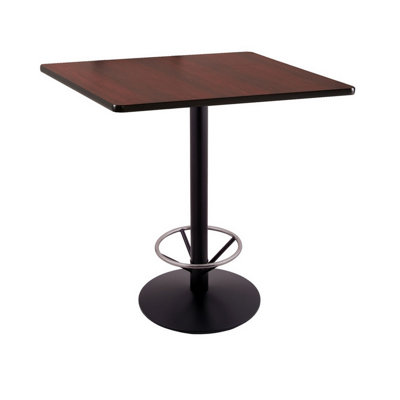 Table à piédestal à hauteur de barre avec repose-pieds