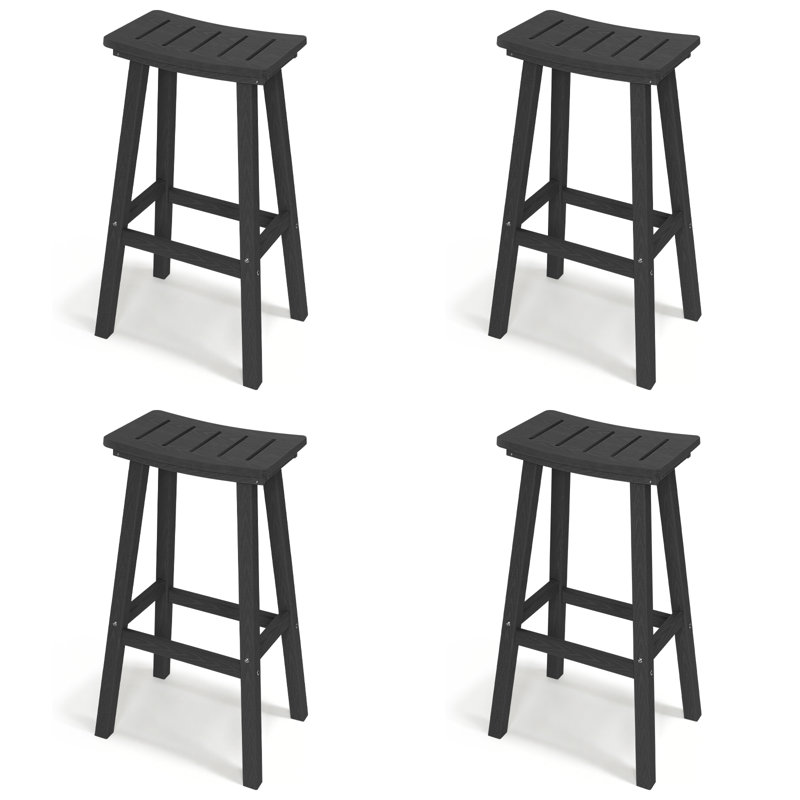 Tabourets de bar 29 po Hdpe Poly Lumber, 4, Noir, 29"