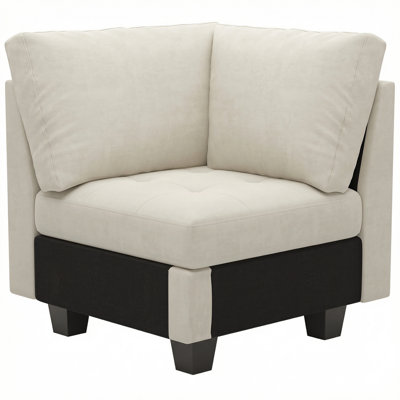 Shavera Velvet Armless Chair, Corner Seat Module For Modular Sectional Corner Sofa