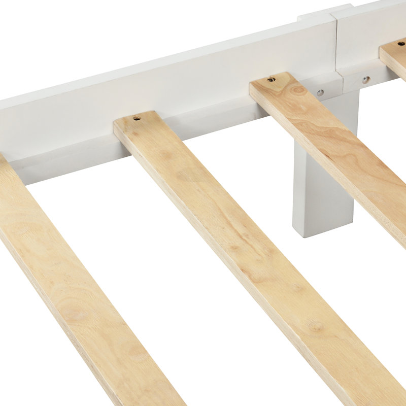 Lit simple en bois blanc avec tête de lit et - 10 lattes, cadre, plateforme facile à assembler (blanc), support de lattes, aucun sommier requis