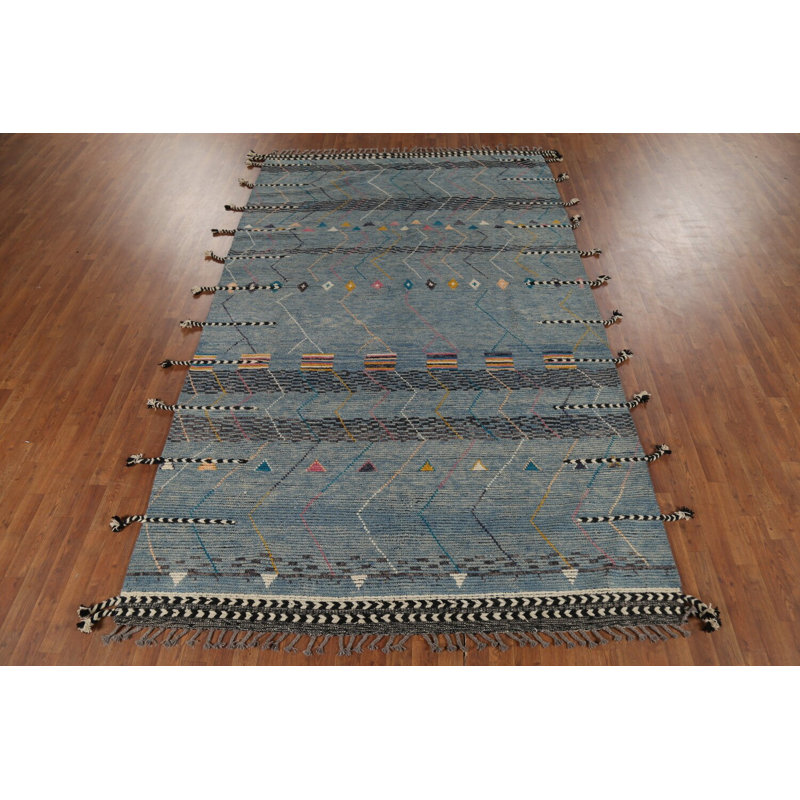 Striped Wool Moroccan Oriental Area Rug 7x11