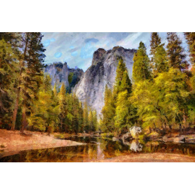 " Painted Mountain Riverside " Painting Print