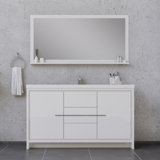 Feike 60'' Single Bathroom Vanity with Solid Surface Top