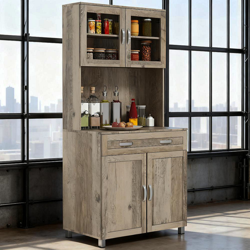 Buffet de cuisine avec huche et portes vitrées Modern Kitchen Pantry