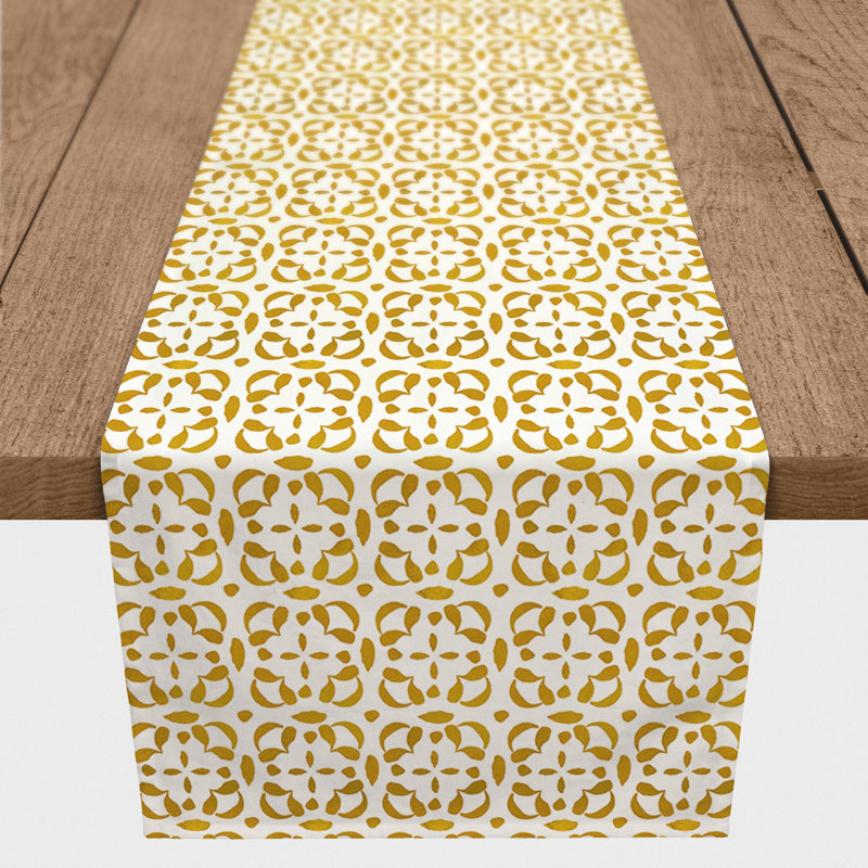 Milligan Tile Table Runner, 90" x 16", Yellow