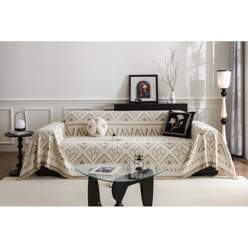 Housse pour canapé en chenille à motif géométrique épais et irrégulier Classic Bohemian, H 71 po x l 134 po x P 0,1 po