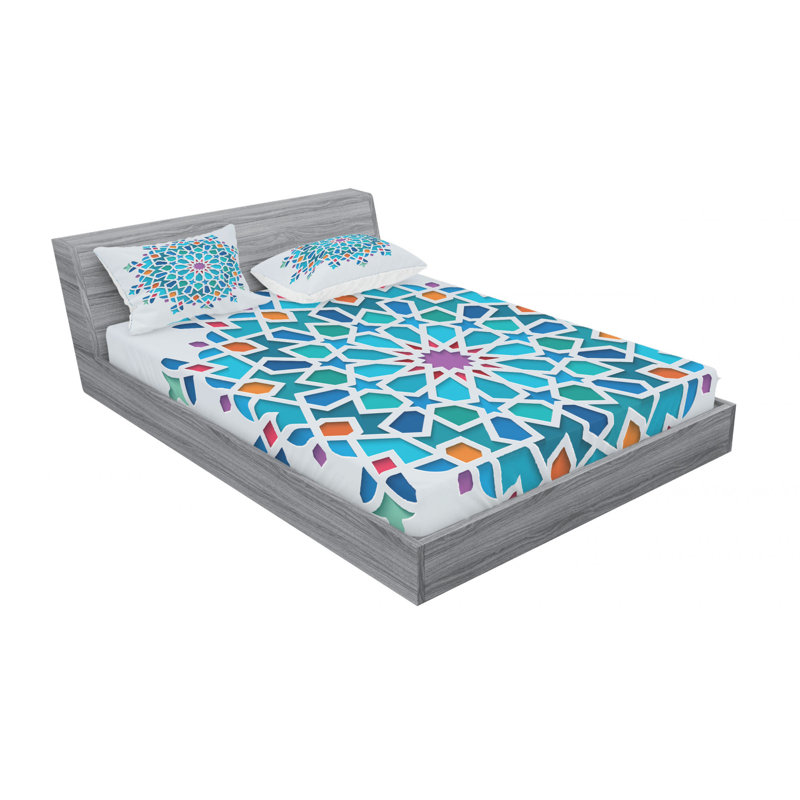 Microfiber Geometric Sheet Set, Queen Sheet Set + Fitted Sheet + 2 Pillowcases