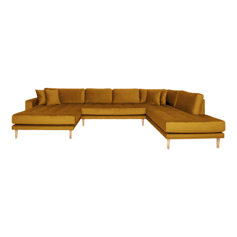 Hunnicutt 6 Seater Velvet U-shaped Sofa, Yellow, Right Hand Facing