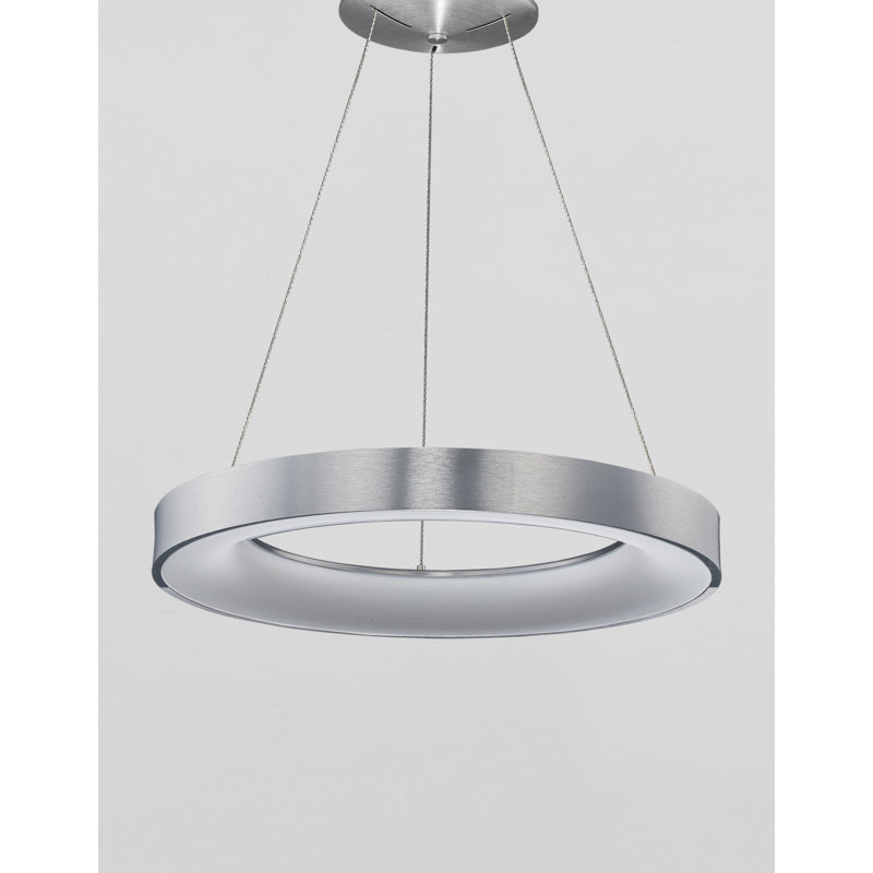 1 - Light LED Drum Pendant, 120cm H x 60cm W x 60cm D, Chrome