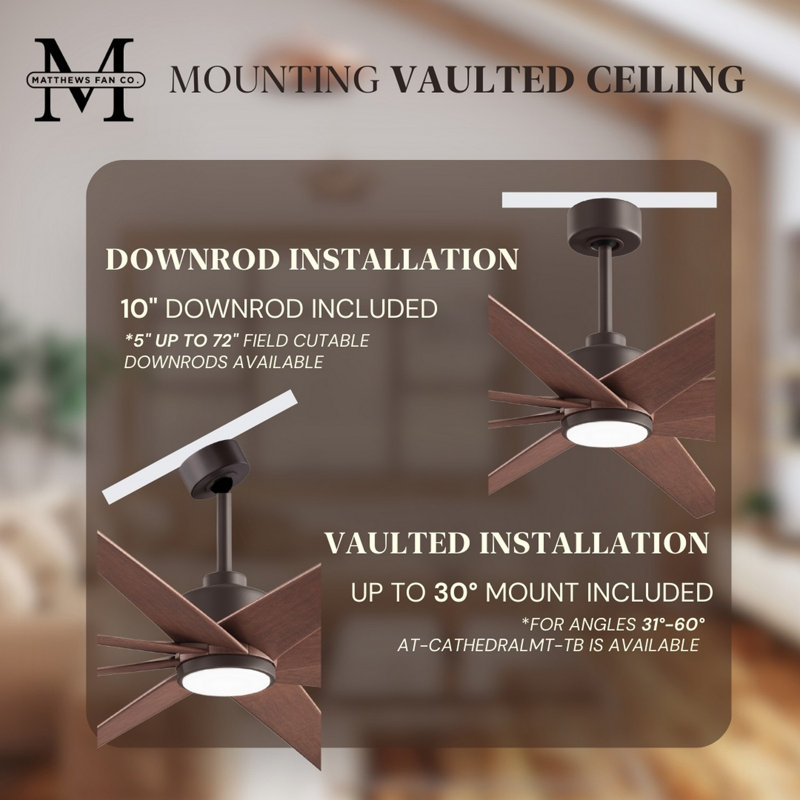 Ariella - Eight Blade Ceiling Fan - Integrated LED - Matte Black Finish - Matte White Blades, Textured Bronze, Walnut Tone