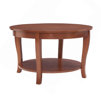 Traditional Round Open Storage Shelf Coffee Table