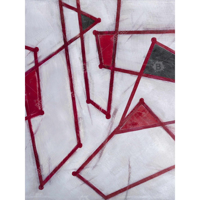 Polyester Sateen Duvet Cover, Twin Duvet, White Red Outlines Shapes