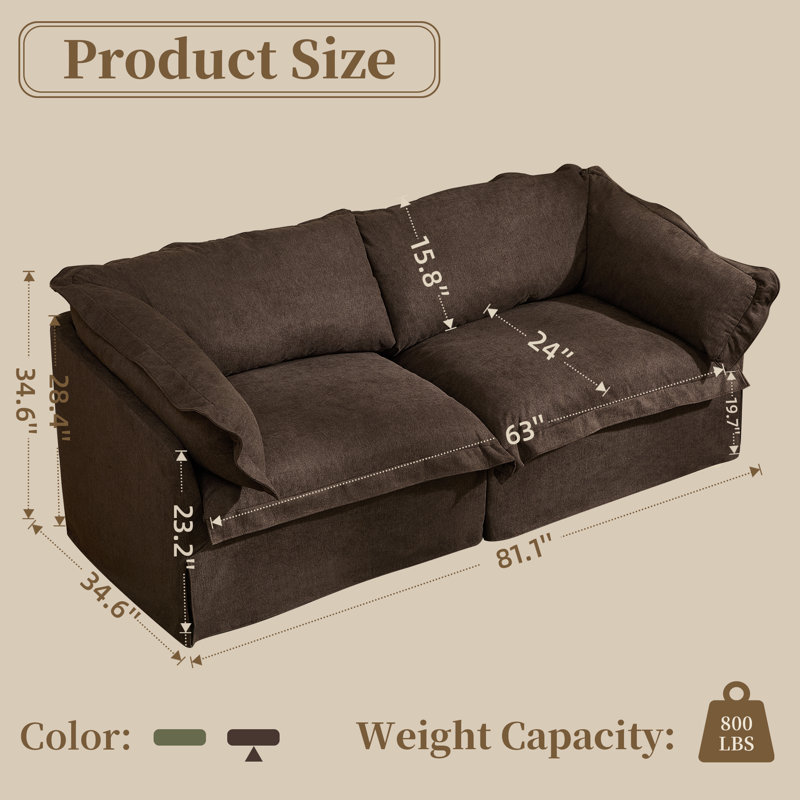 81" Vintage Upholstered Sofa With Hidden Storage And Removable Cover For Living Room, Brown
