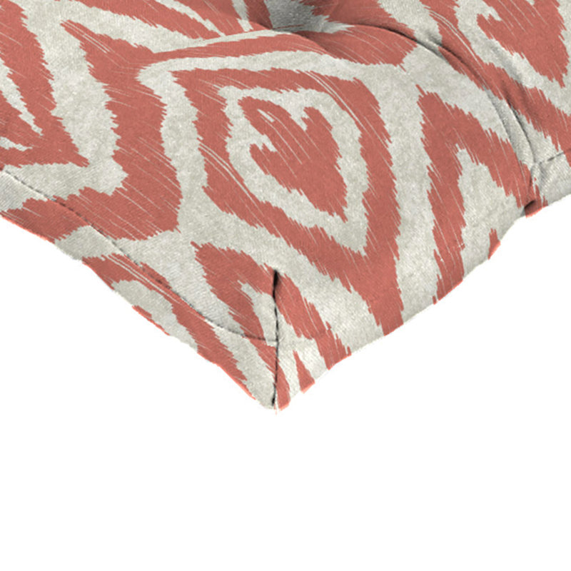 17" x 18" Bryan Walnut Leaves Tufted Outdoor Wicker Seat Cushion with Ties (Set of 2), Pink Geometric