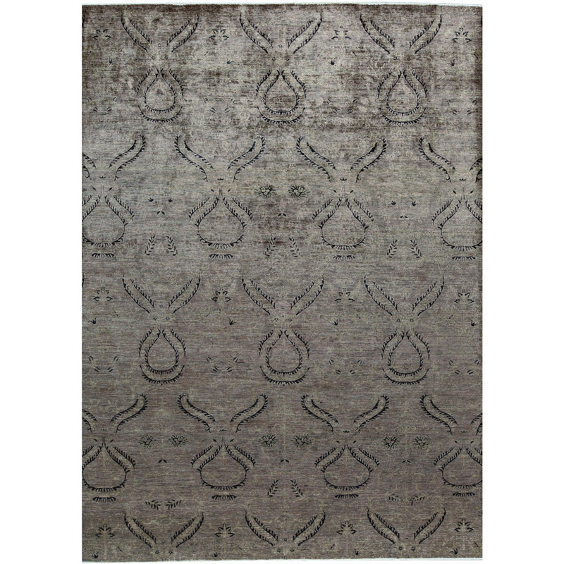 Wool Ikat Area Rug in Gray