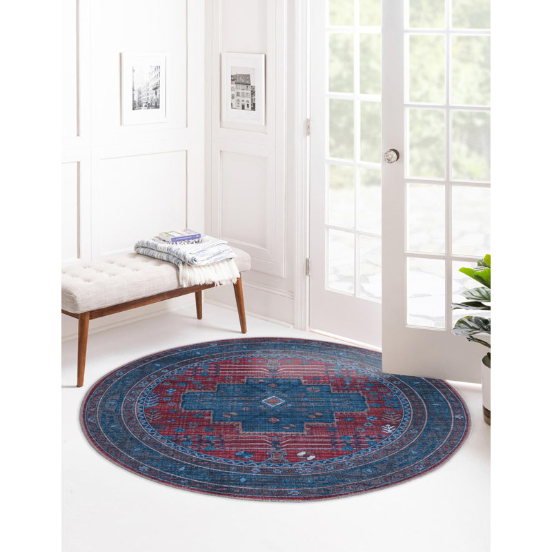 Guthridge Chenille Oriental Indoor Rug, Round 5'3"