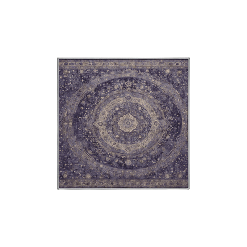 Tapis rose lavable à la machine, Carré 5 pi