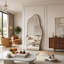 Miroir sur pied asymétrique pleine longueur avec support, miroir suspendu/inclinable en forme de nuage ondulé, idéal pour chambre, salon ou entrée.-1556380563-1556380564