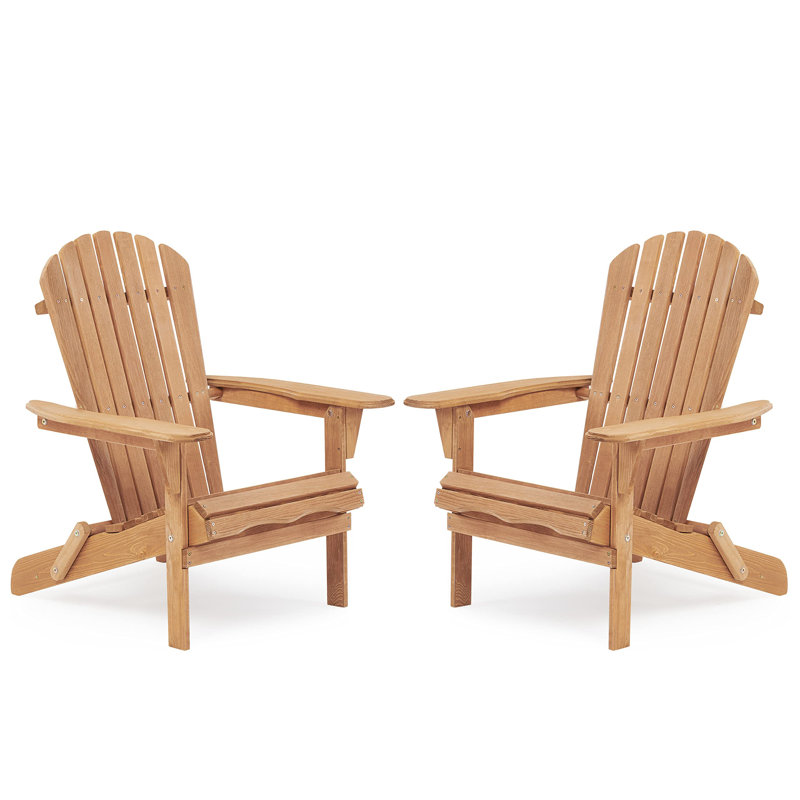 Wooden Outdoor Folding Adirondack Chair Set of 2 Wood Lounge Patio Chair for Garden,Garden, Lawn, Backyard, Deck, Pool Side, Fire Pit,Half Assembled