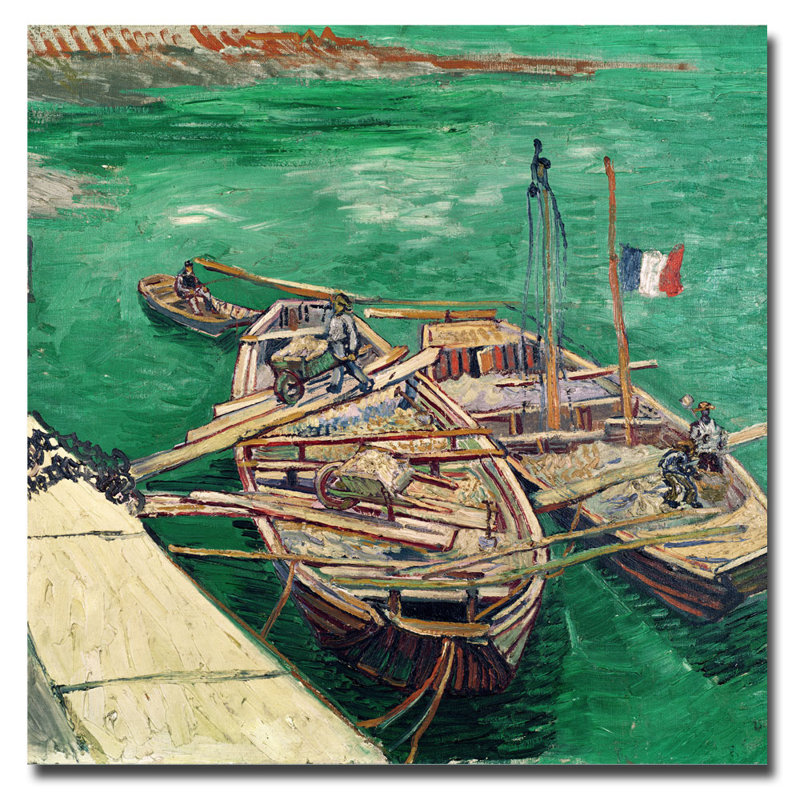 Atterrissage avec bateaux 1888 par Vincent van Gogh, reproduction d'art sur toile tendue, H 14 po x l 14 po x P 2 po