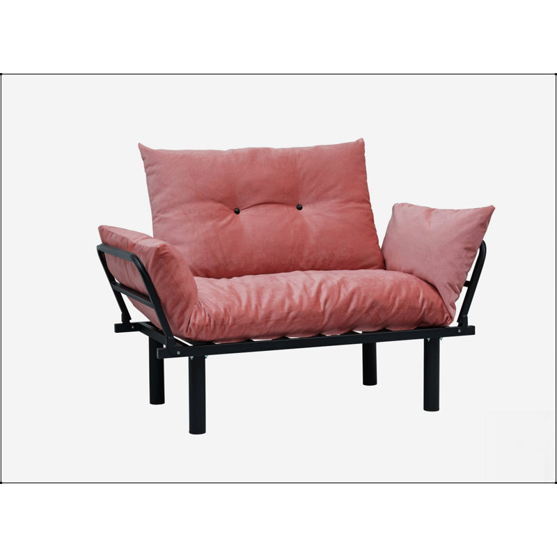 Sona Convertible Futon Loveseat – Modern Sofa Bed For Living Room, Perfect For Small Spaces And Guest Rooms, Pink