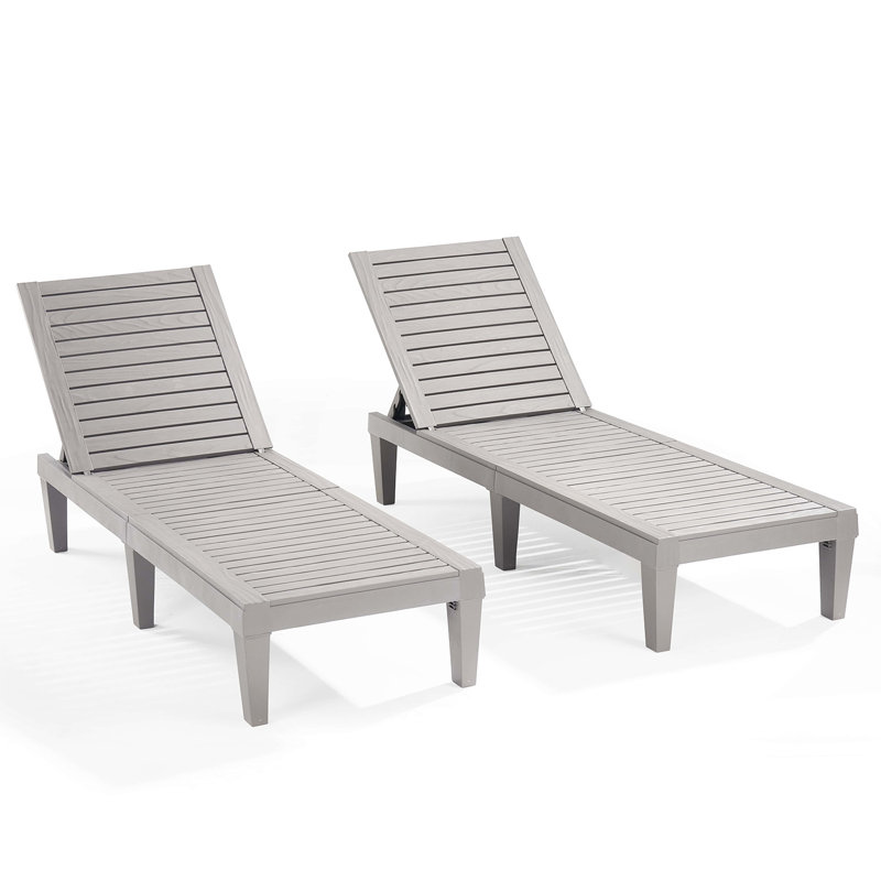 Nestl Waterproof, Lightweight, and Adjustable Outdoor Polyresin Chaise Lounge Chair Set, Gray