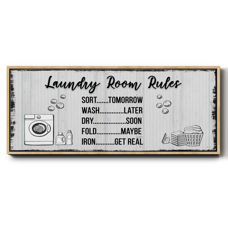 Laundry Room Rules - Toile encadrée, H 24 po x l 60 po
