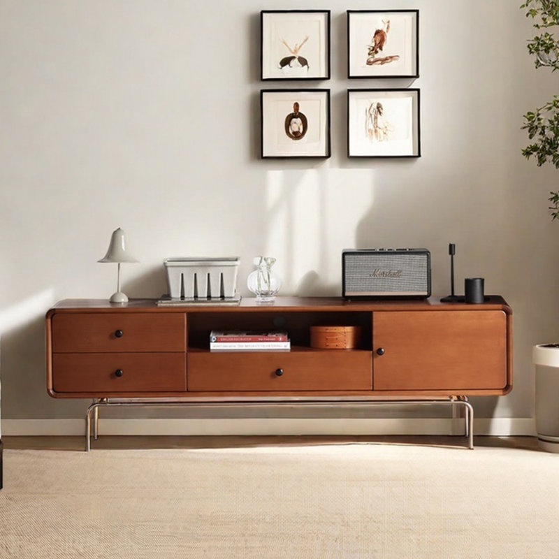 Japanese style retro solid wood TV cabinet, 22.04"H x 70.86"W x 15.74"D