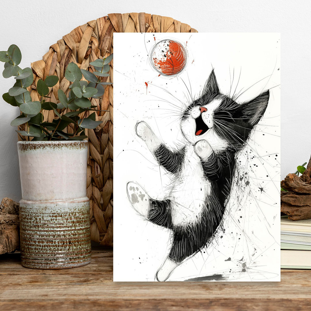 Playful Kitten Joy Energetic Playful Whimsical Cat Wall Art Print