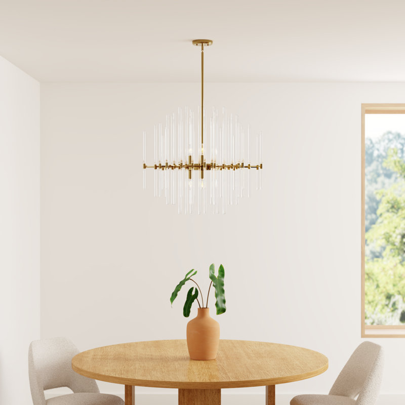 Chadley 8 - Light Dimmable Cylinder Chandelier, Heritage Gold, 25.5" H x 28.5" W x 28.5" D