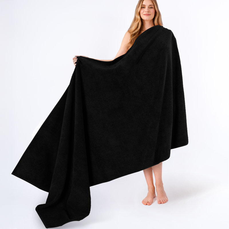 Drap de bain surdimensionné 100% coton 40 x 80 Darcelle, Noir charbon