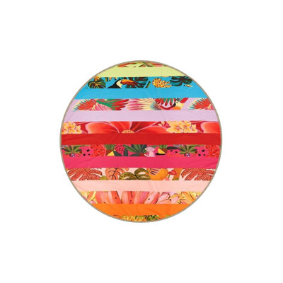 Colorful Line Themed Patterned Creative Machine Washable Rug
