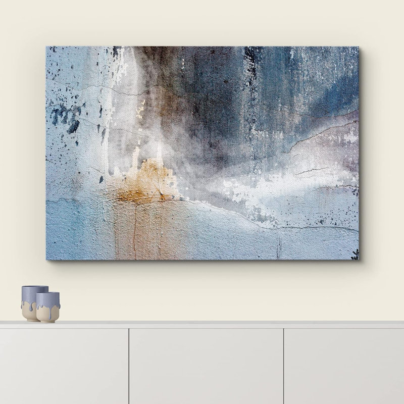 «Grunge Abstract Paint Stroke Effect», mur vieilli abstrait sur toile, H 32 po x l 48 po, Toile tendue