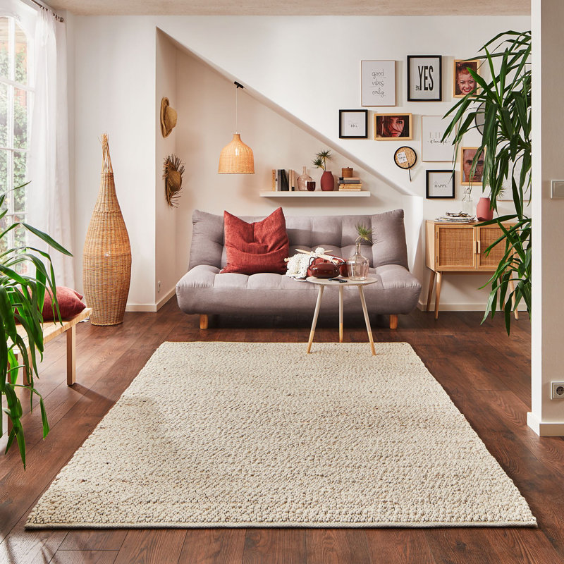 Amsterdam Wool Hand Woven Area Rug, Beige, Rectangle 200 x 250cm