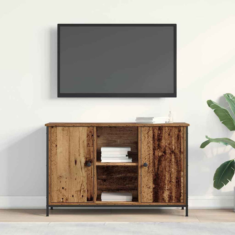 TV Cabinet 101X35x65 Cm Engineered Wood And Steel, Brown