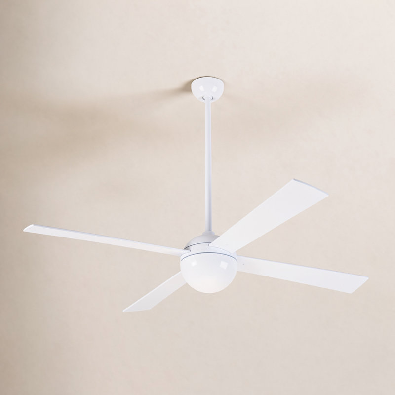 Ball 52'' Ceiling Fan, Handheld Remote Control (2-wire), White, Gloss White