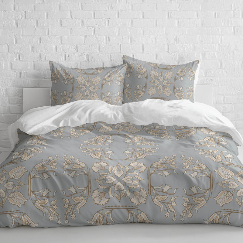 Rumi Lightweight Comforter Set, Gray, King Comforter + 2 King Pillowcases