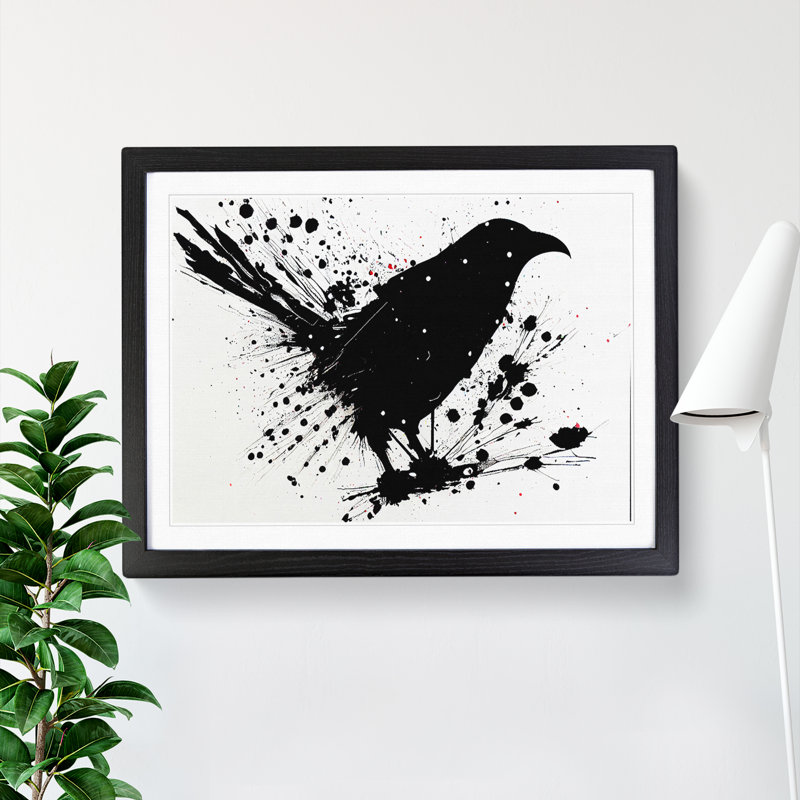 Crow Bird Splash Vol.2 - Framed Print, Black, 46cm H x 64cm W x 2cm D