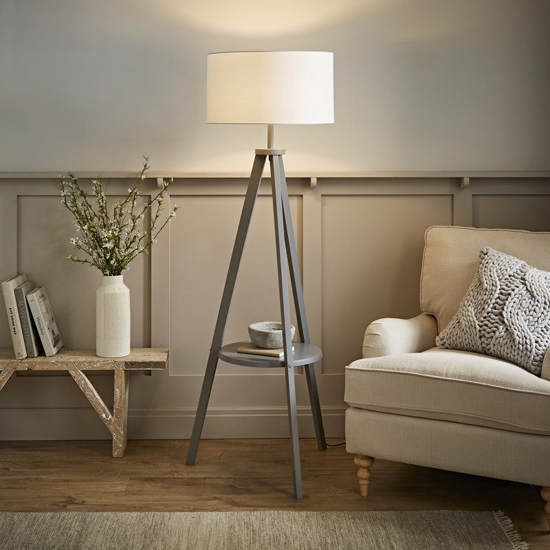 Ismay 149cm Tripod Floor Lamp, Grey, Yes, White