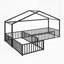 Double lit simple en L Montessori, structure en métal avec clôtures cloisonnées, lit de plancher de style maison pour 2 enfants, sans lattes, noir-888886769