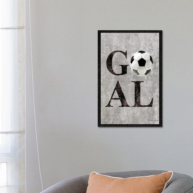 Soccer GOAL by Susan Ball - Print on Canvas, 66.04cm H x 45.72cm W x 3.81cm D, Black Floater Framed