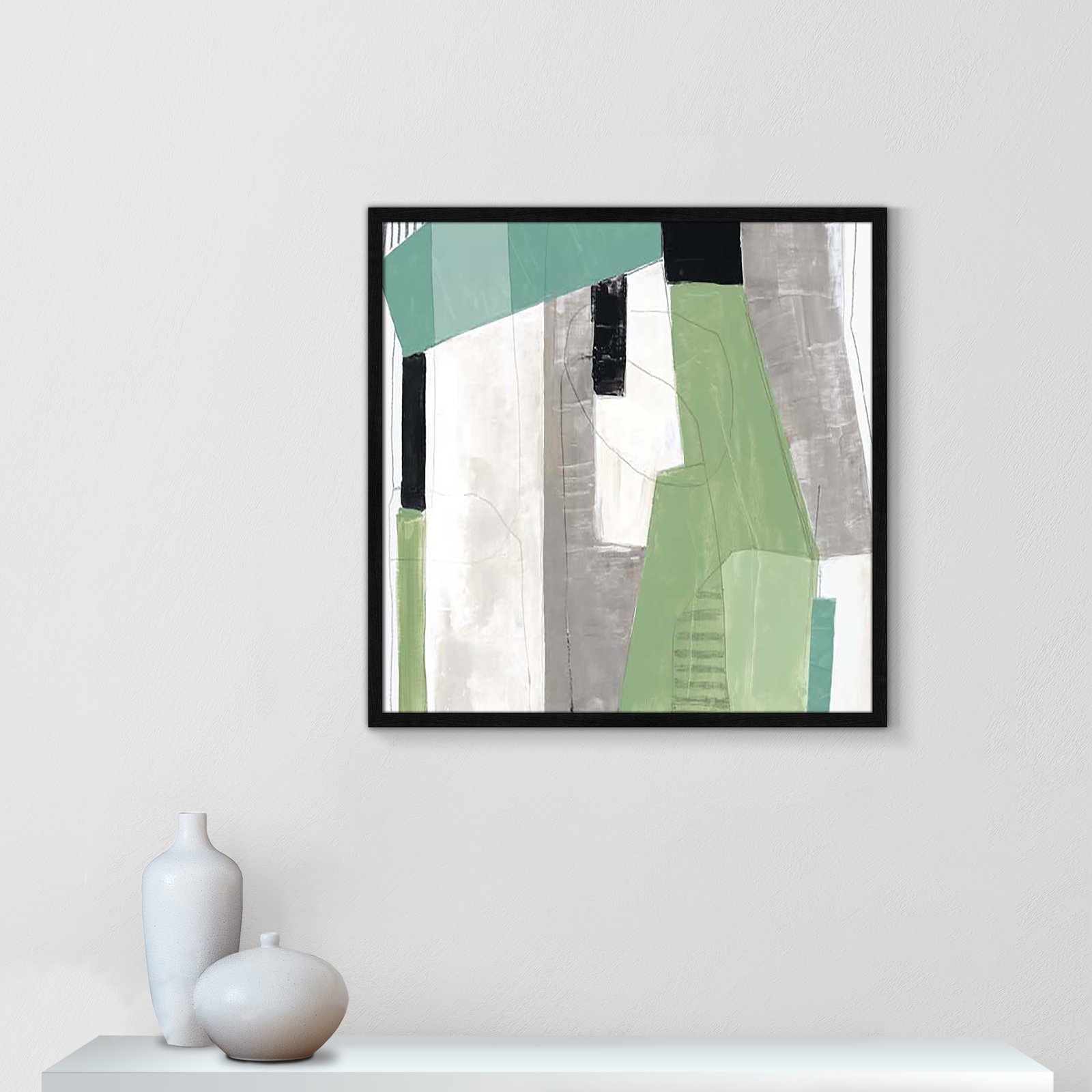 Evergreen Essence I by Tom Reeves, Black Slim Framed, 27.5" H x 27.5" W x 1.25" D