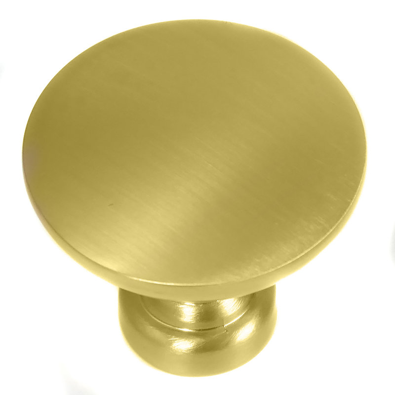 1 1/5" Diameter Round Knob, Matte Brushed Brass