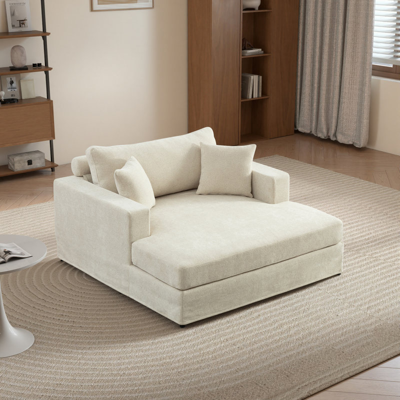 Canapé-lit surdimensionné en chenille de 56,3 po de largeur, Beige